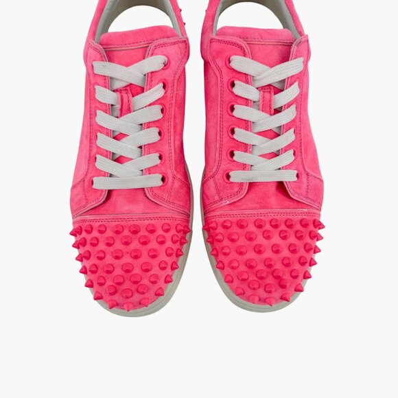 Christian Louboutin Vieira 2 Spike Sneakers Size 40 US 10 Pink Suede Low Top 79 - Picture 3 of 15